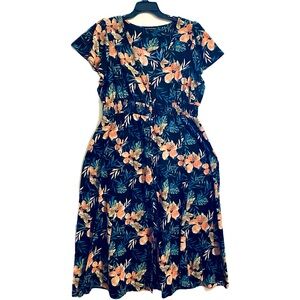 Always Indigo floral Maxi button dress